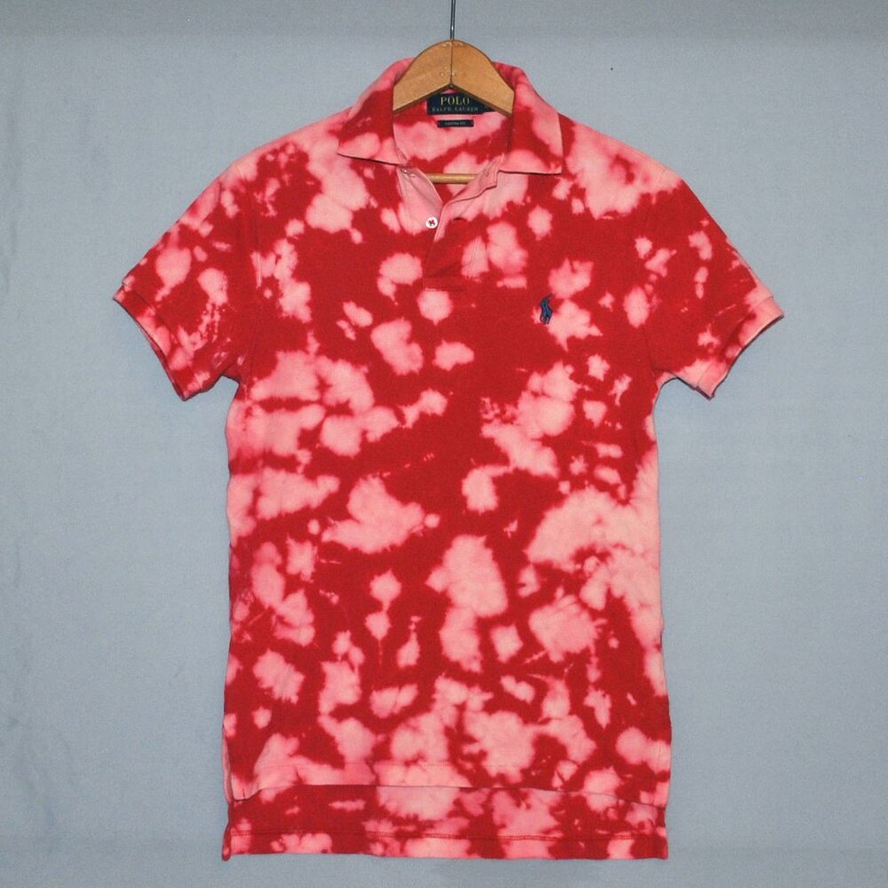 Polo Ralph Lauren Shirt Size XS Custom Fit Red Tie Dye Short Sleeve Polo